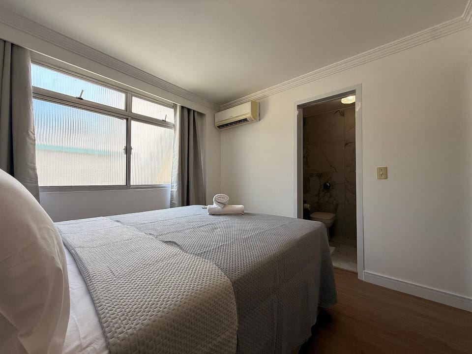 Bed, Photo of the whole room, Bedroom, towels, air conditioner