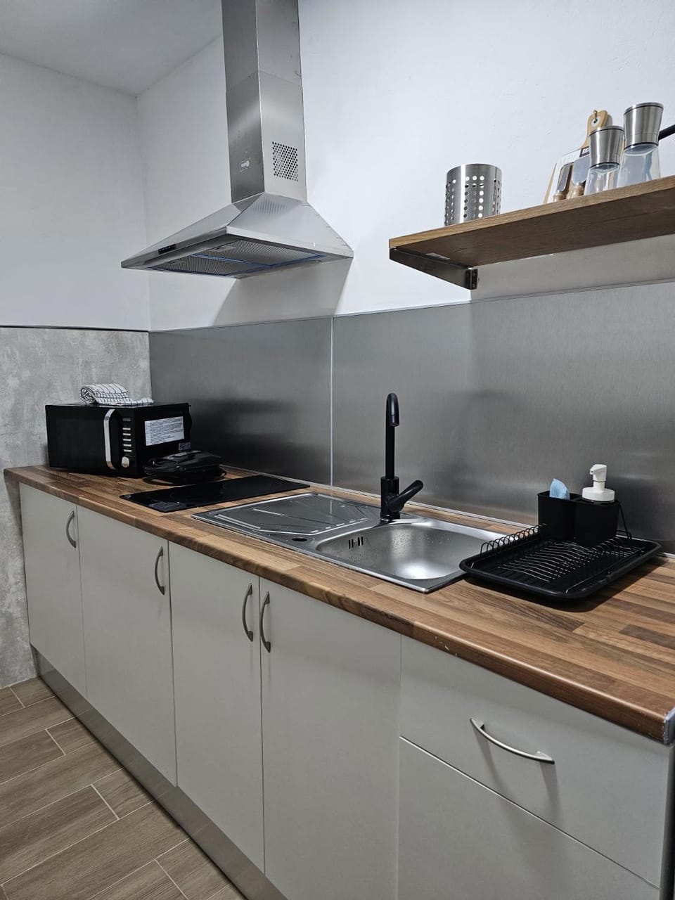 Kitchen or kitchenette, stove
