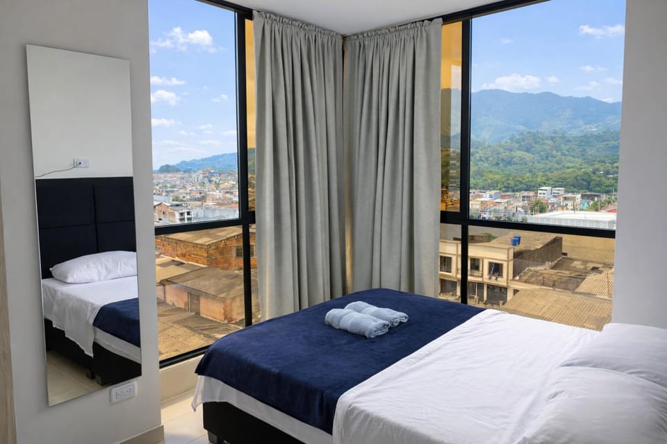 Bed, Natural landscape, Photo of the whole room, Bedroom, Mountain view