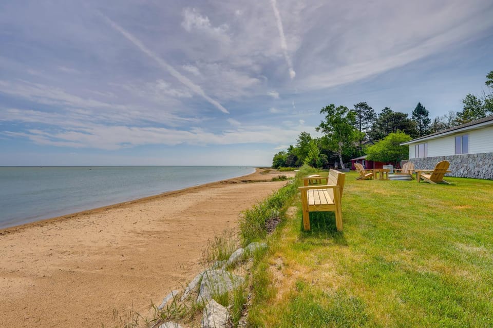 Waterfront Lake Huron Getaway w/ Private Beach House in Michigan