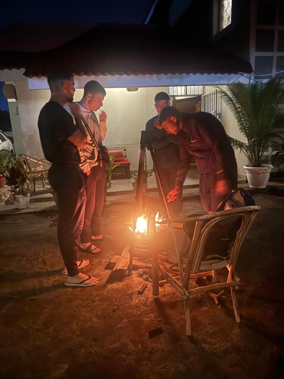 Patio, Night, People, BBQ facilities, group of guests