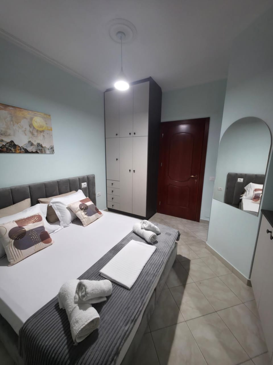 Bed, Photo of the whole room, Bedroom, towels, wardrobe