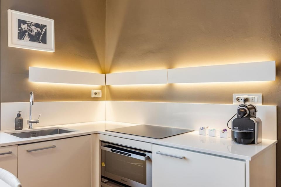 Kitchen or kitchenette, dishwasher, minibar, stove