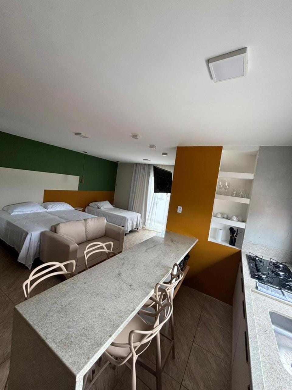 Bed, Kitchen or kitchenette, Photo of the whole room, Dining area, Bedroom