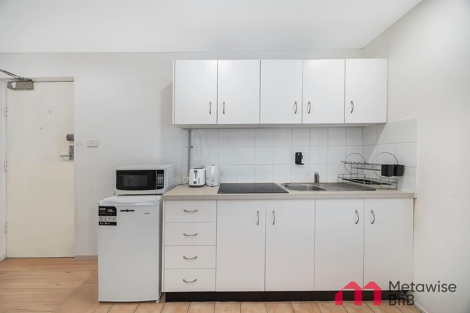 Kitchen or kitchenette, stove
