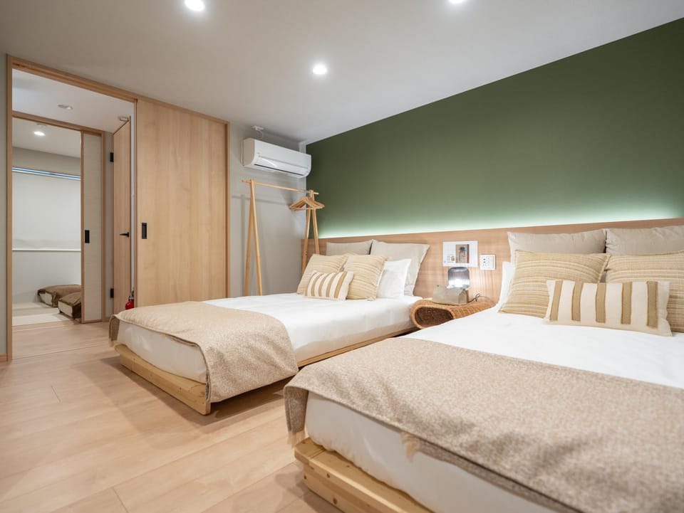 Bed, wardrobe, air conditioner