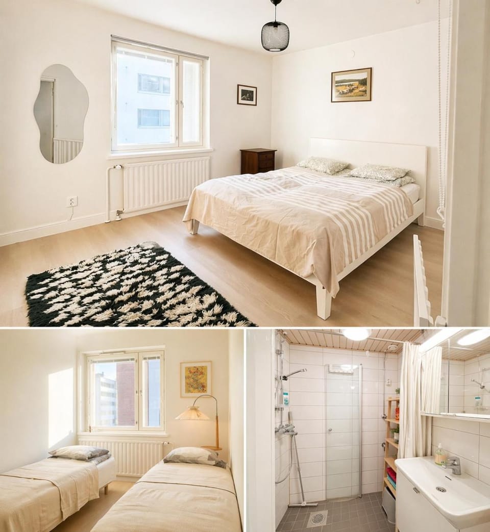 Valoisa ilmastoitu kolmio keskustassa kahdella makuuhuoneella, oma parkkipaikka Apartment in Finland
