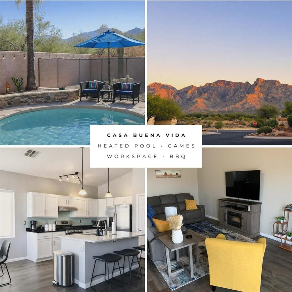 Private Pool & Waterfall Evening Lights House in Oro Valley