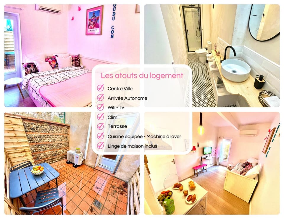 Bed, Bathroom, Kitchen or kitchenette, towels