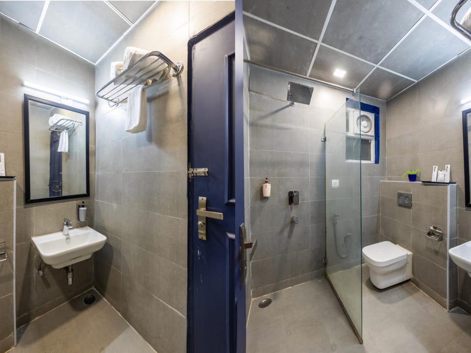 Bathroom, bidet, towels