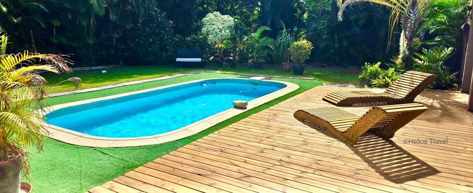 Patio, Day, Garden, Garden view, Pool view, Swimming pool, sunbed