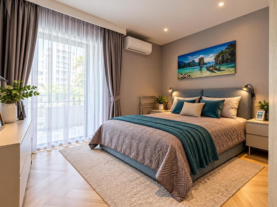 Bed, TV and multimedia, Photo of the whole room, Bedroom, air conditioner