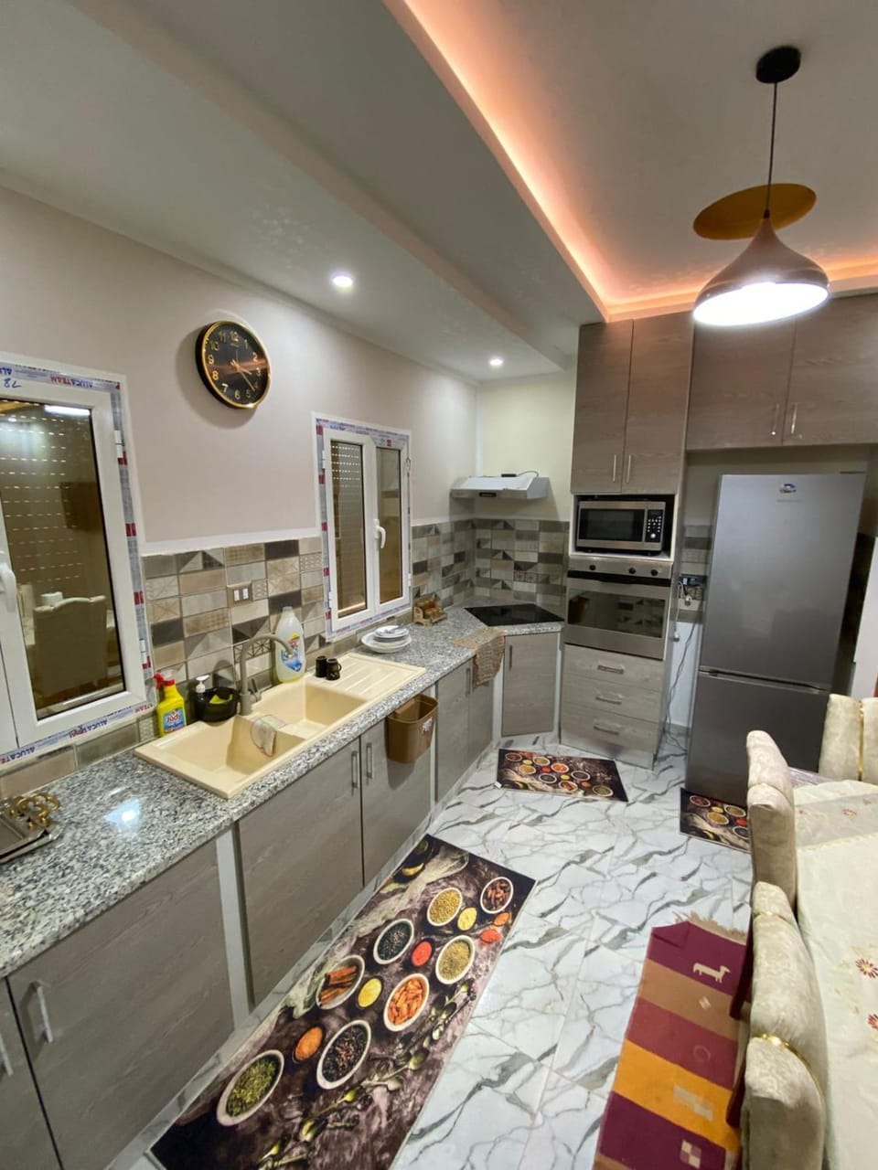 Kitchen or kitchenette, oven, stove