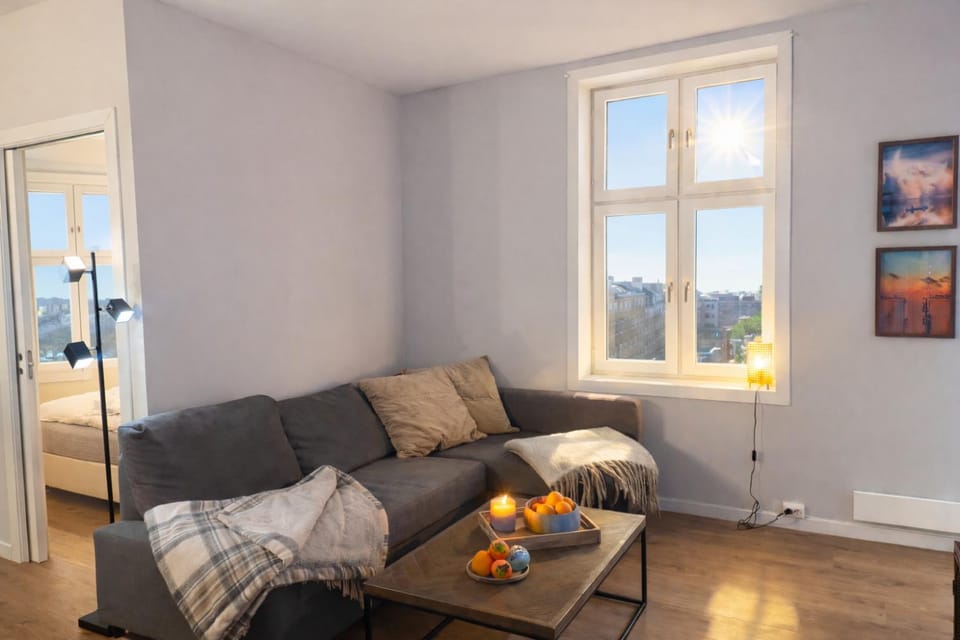 Bed, Living room, Seating area