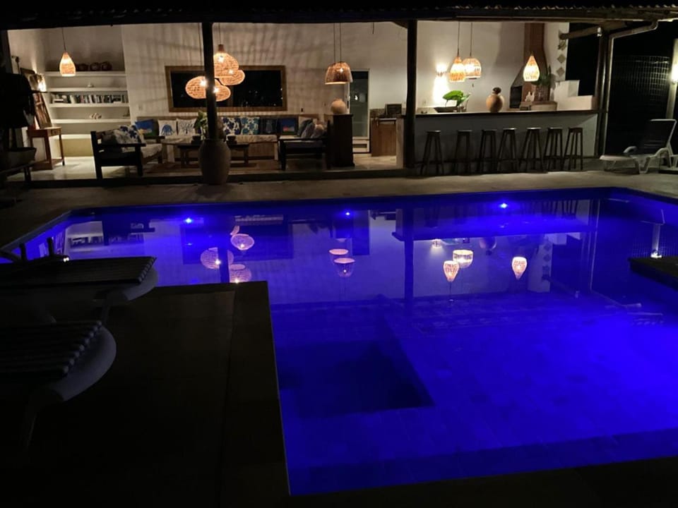 Night, Living room, Pool view, Swimming pool
