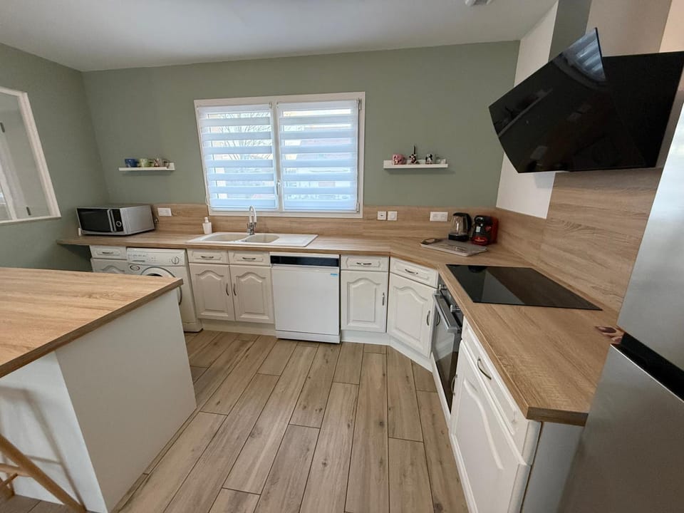 Kitchen or kitchenette, dishwasher, oven, stove
