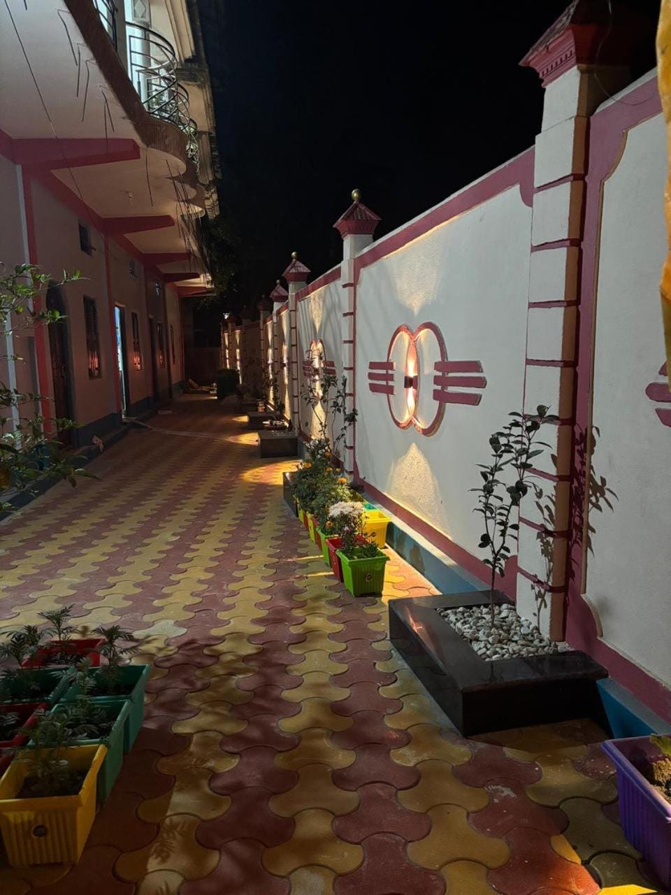 Property building, Night, Garden
