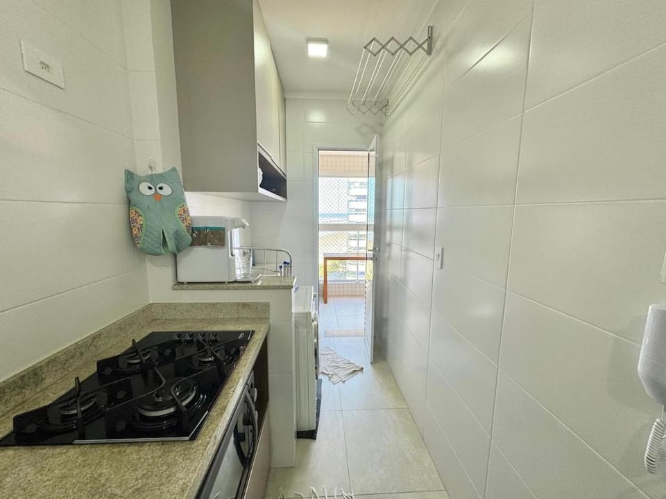 Aconchego do Caiçara Frente Mar Vista Mar Pé na Areia Wi-Fi Varanda Gourmet Cozinha Completa 2 Banheiros 1 Vaga Garagem Apto Novo Perto Feirinha do Caiçara Apartment in State of São Paulo