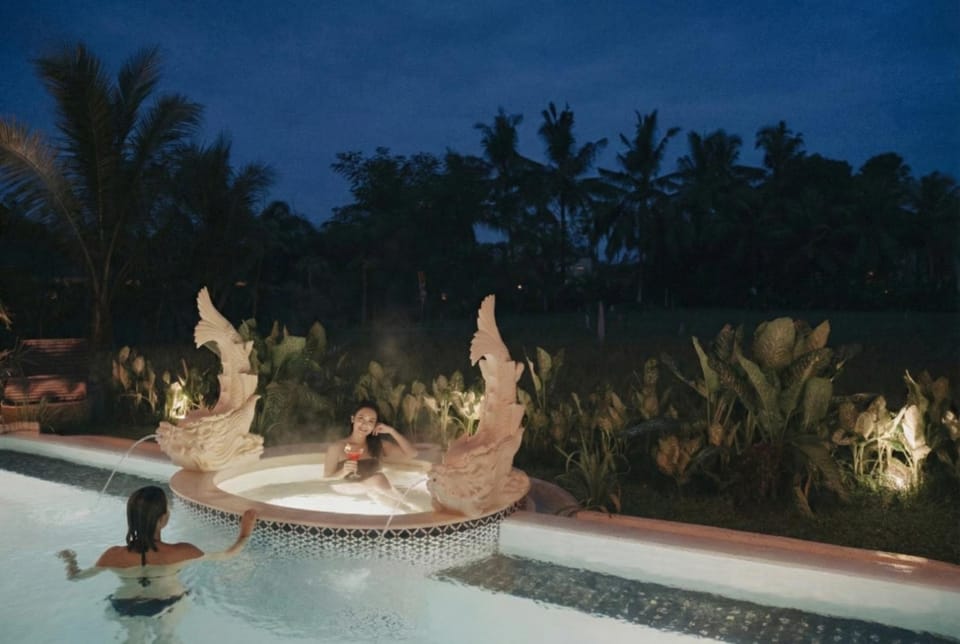 Night, Hot Tub, View (from property/room), Garden view, Pool view