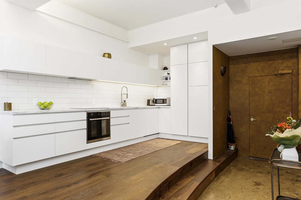 Kitchen or kitchenette, oven, stove
