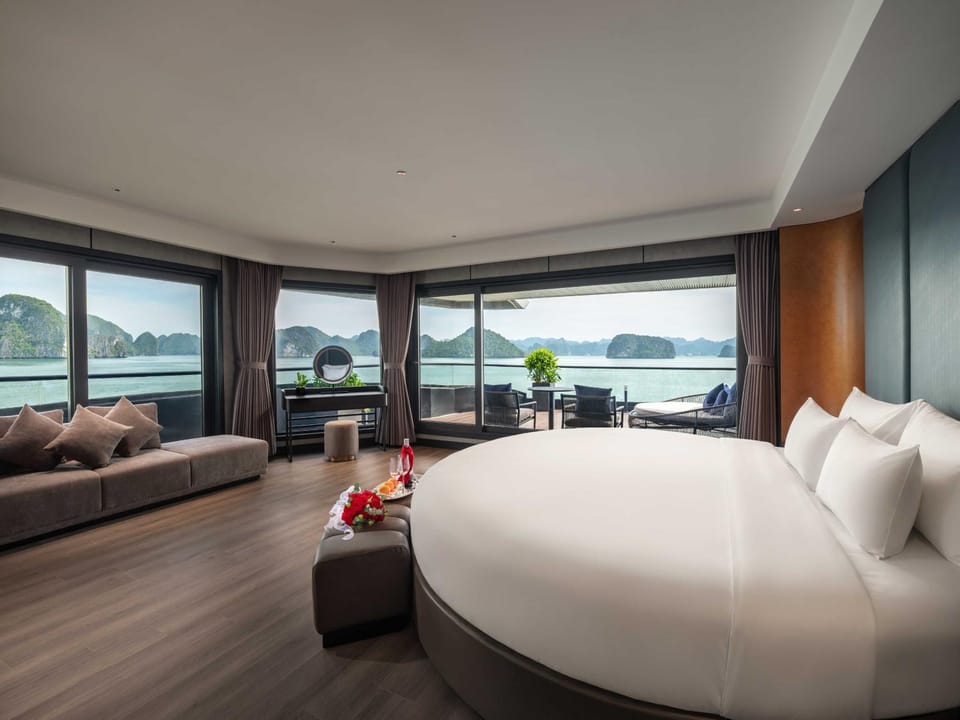 Bed, Natural landscape, Bedroom, River view