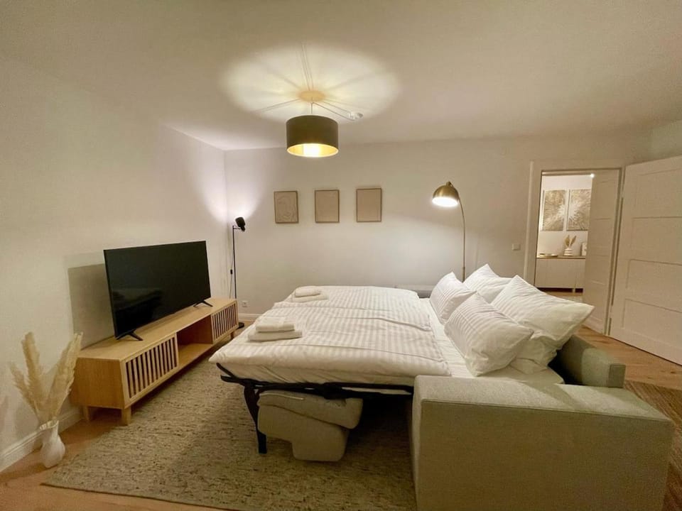 Bed, TV and multimedia, Living room, Bedroom, towels