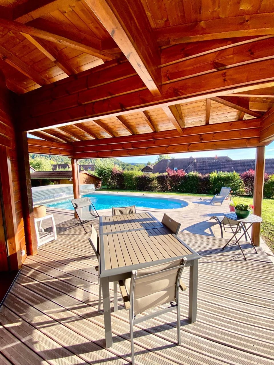 Property building, Living room, Swimming pool