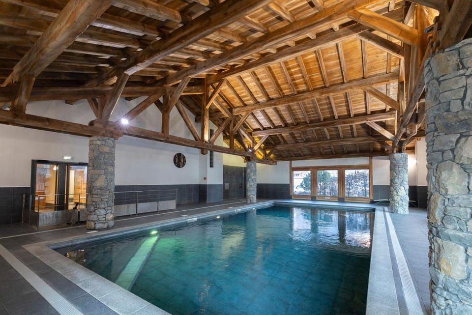 Property building, Living room, Swimming pool
