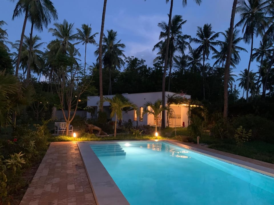 Night, Natural landscape, Garden, Garden view, Pool view, Swimming pool