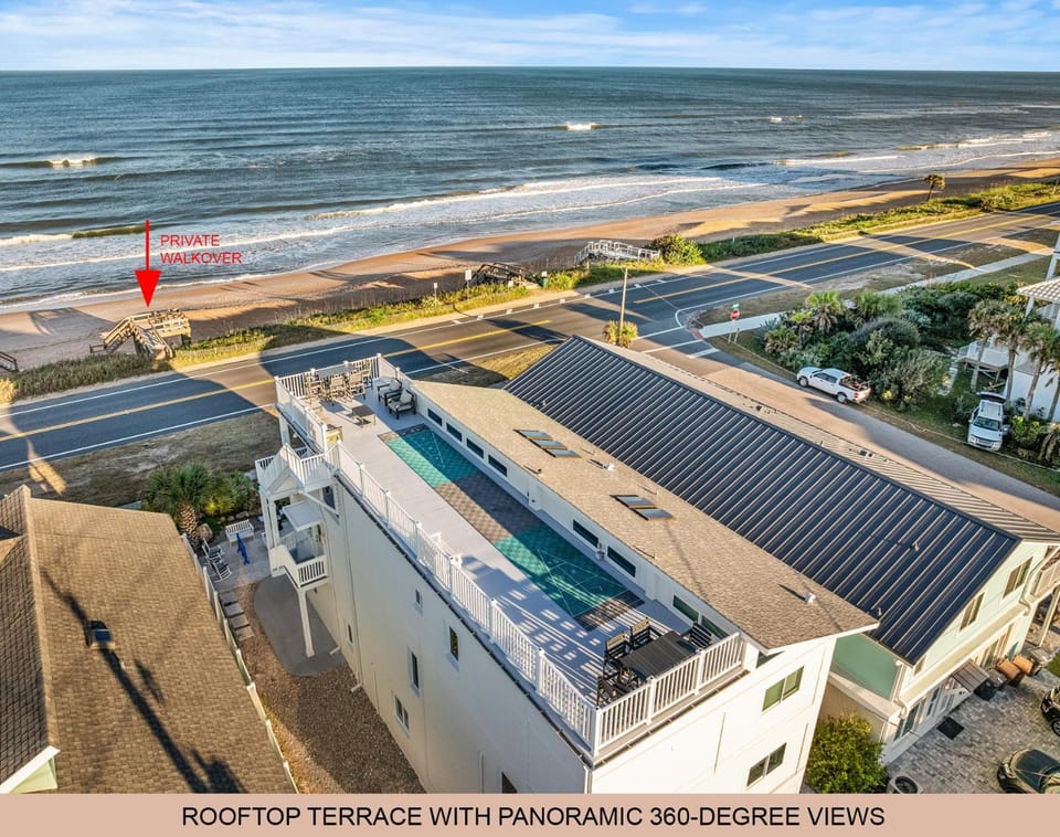 Spacious Coastal Home Steps to Beach w Rooftop, Ocean Views House in Flagler Beach