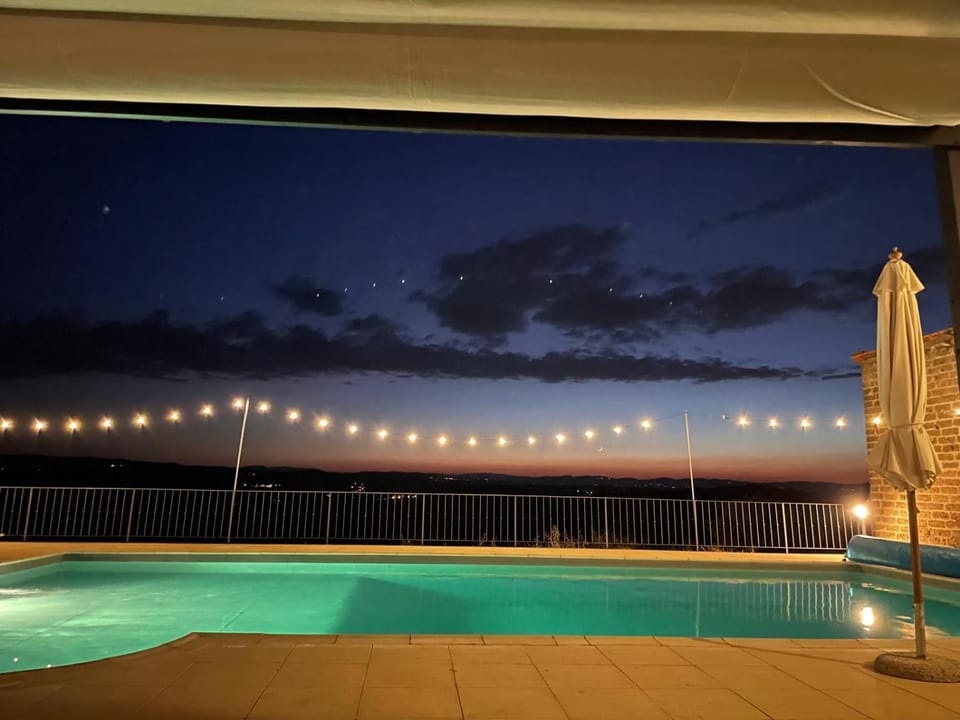 Night, Pool view, Swimming pool
