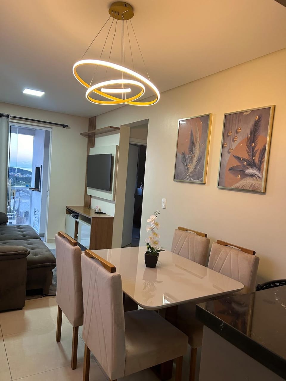 Kitchen or kitchenette, Living room, Dining area