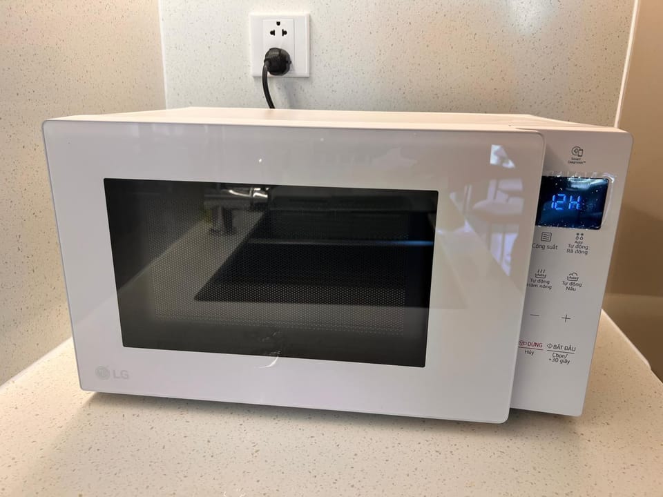 Kitchen or kitchenette, microwave