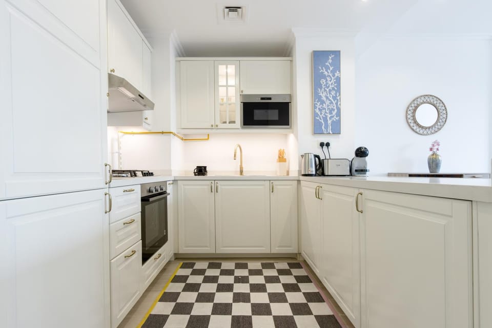 Kitchen or kitchenette, oven, stove