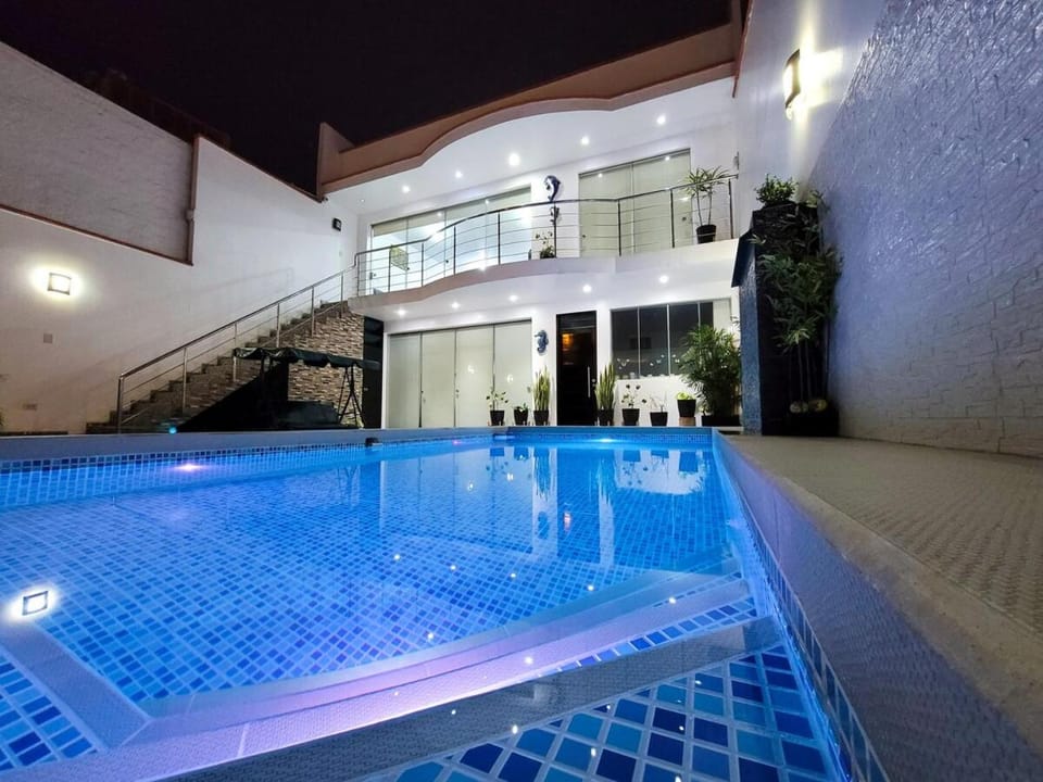 Night, Pool view, Swimming pool