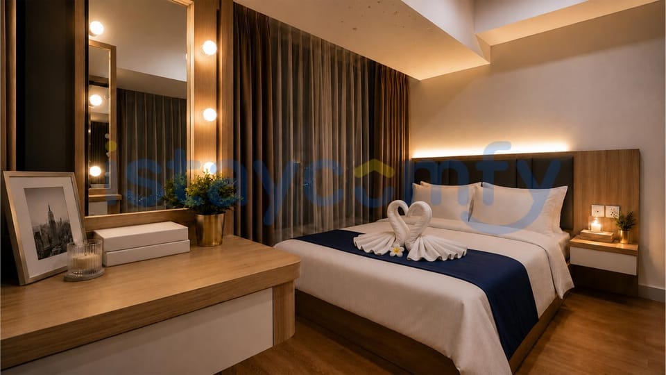 Bed, Bedroom, towels