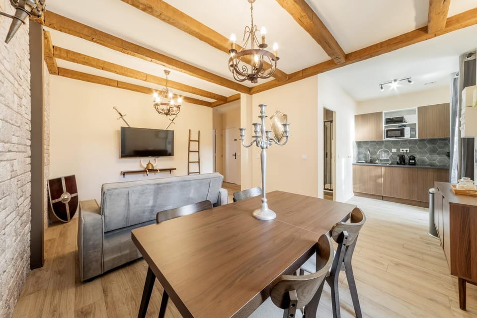 Kitchen or kitchenette, Living room, Dining area