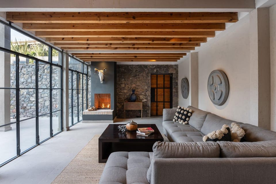 Living room, fireplace