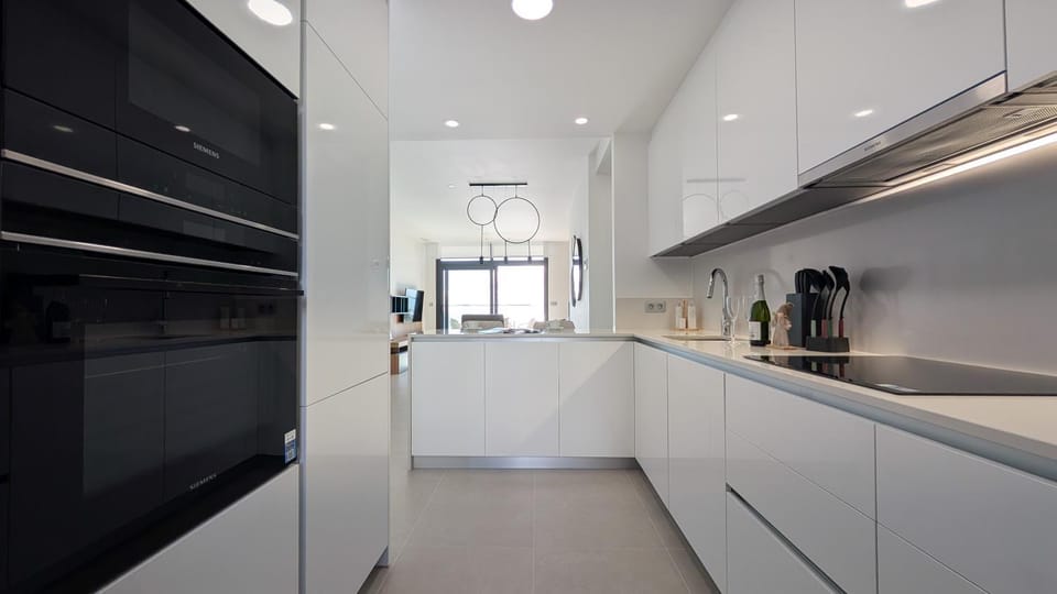 Kitchen or kitchenette, dishwasher, stove