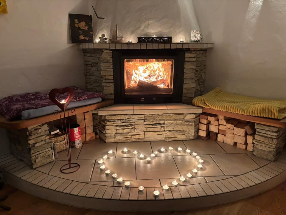 Living room, fireplace