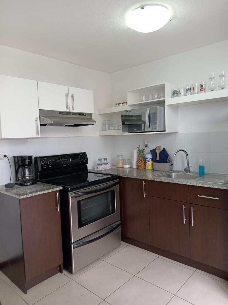 Kitchen or kitchenette, stove, kitchen