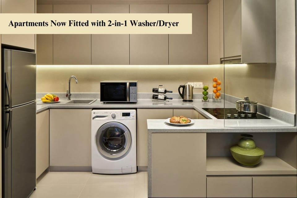 Kitchen or kitchenette, washing machine