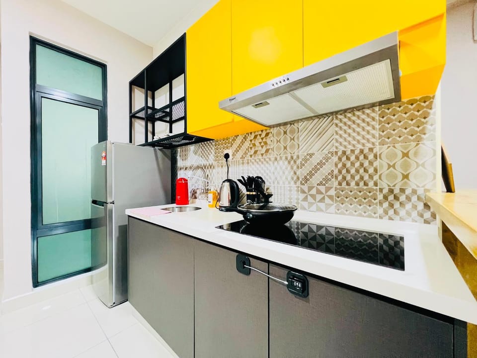 Kitchen or kitchenette, stove