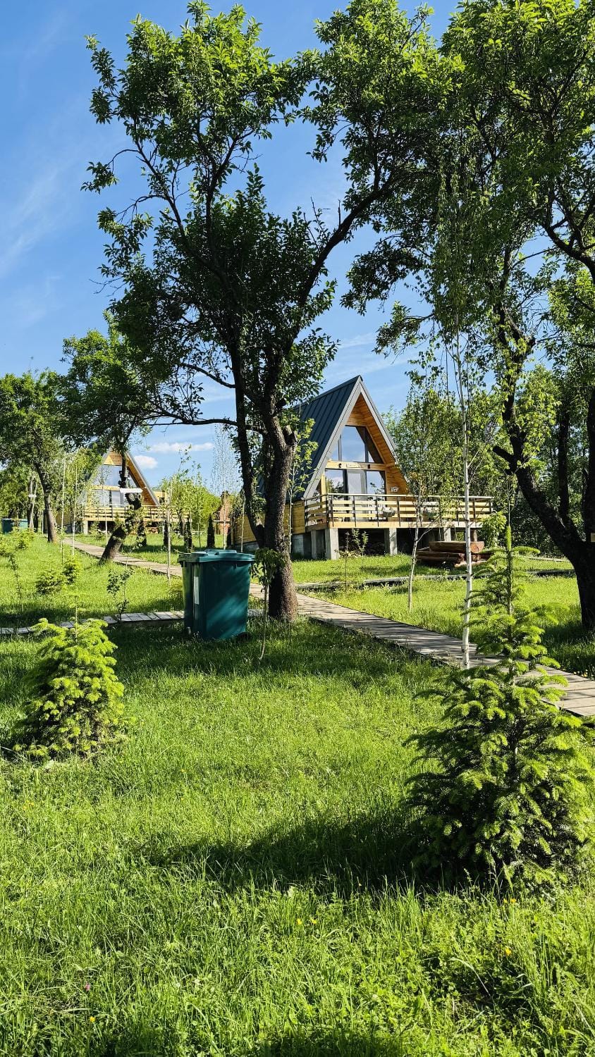 Scenic A-Frame Cabin with Private Hot Tub & Mountain View - IezerVenture Cabin in Romania