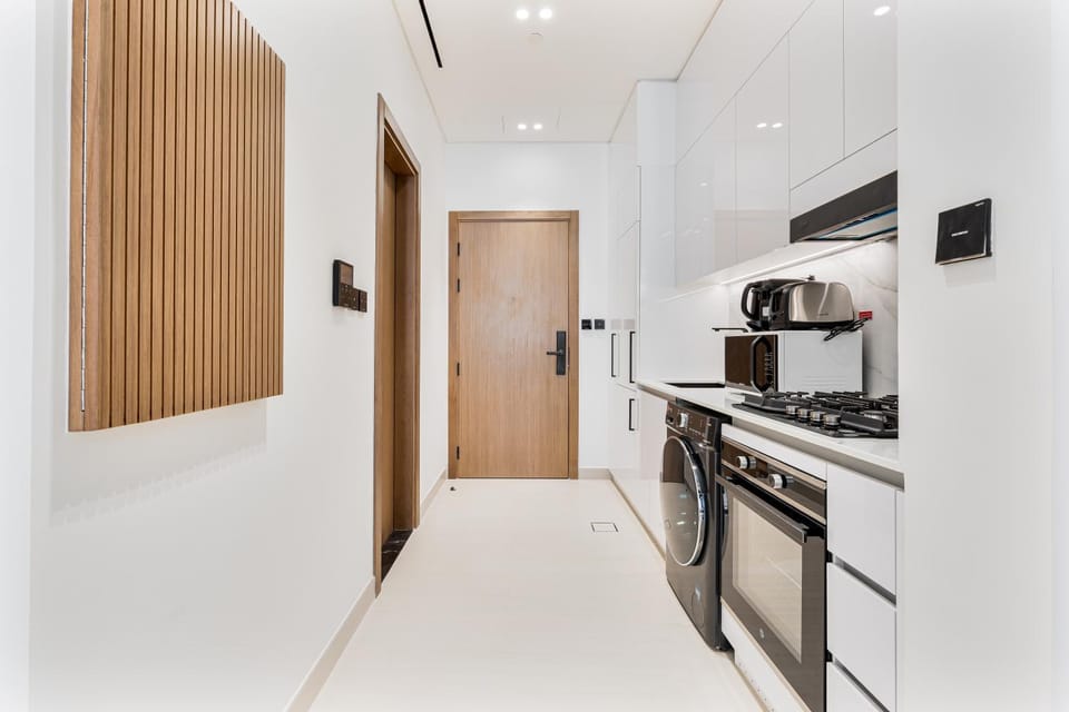 Kitchen or kitchenette, stove, toaster