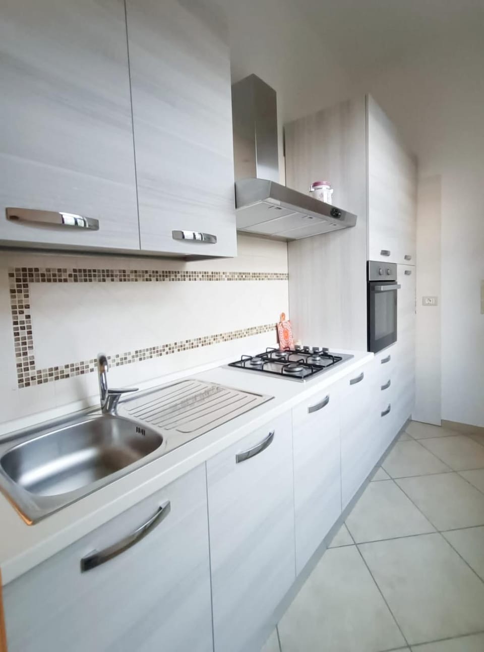 Kitchen or kitchenette, stove