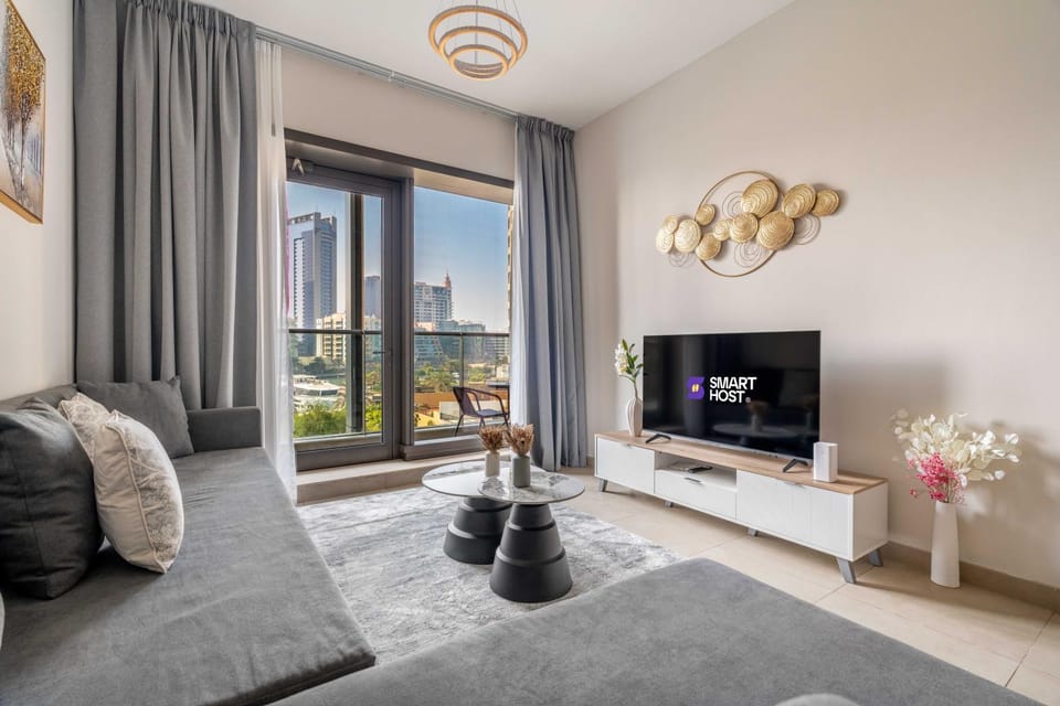 New! Serene 2BR with Balcony & Pool in Sparkle Tower Apartment in Dubai