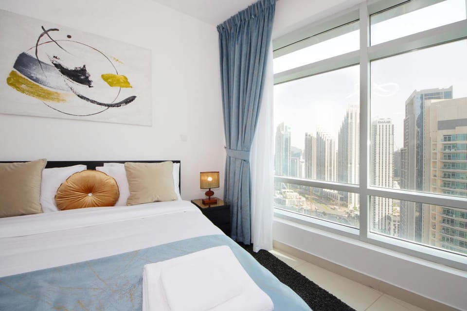 Bed, Bedroom, City view