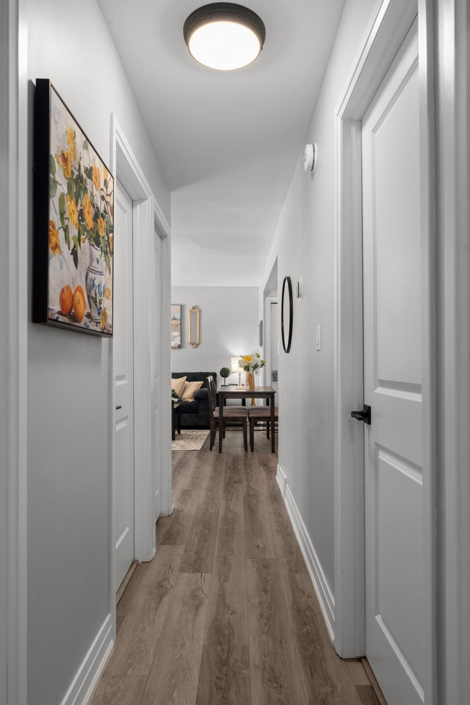Living room, Dining area, flat iron, storage, towels