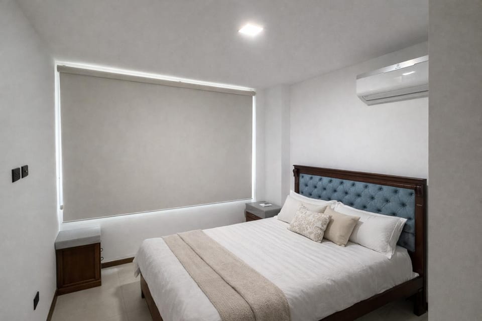 Bed, Photo of the whole room, Decorative detail, Bedroom, furniture, air conditioner